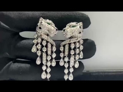 Or blanc inspiré de Panthere De Cartier Earrings 18k avec des diamants