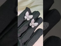 Boucles d'oreilles papillon personnalisées en or de style moderne, or blanc 18 carats, diamant