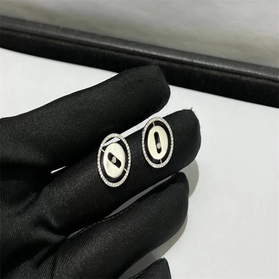 Custom 18k White Gold Diamond Earrings AU750 Gold Diamond Earrings For Women