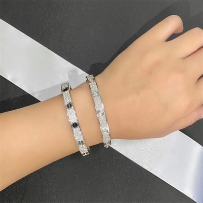 Custom Jewelry Brand White Gold Bracelet Brand Love Bangle With Diamonds