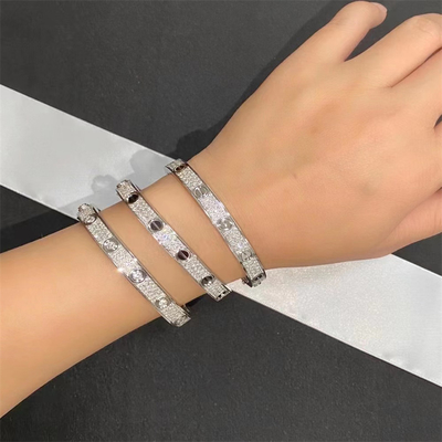 Custom Jewelry Brand White Gold Bracelet Brand Love Bangle With Diamonds