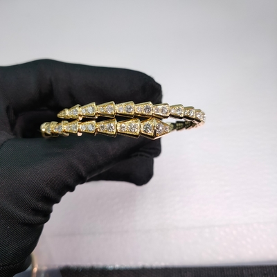 Serpenti Viper One-coil 18 Kt Yellow Gold Bracelet Set With Diamonds