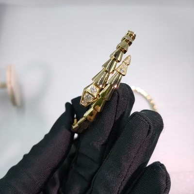 Serpenti Viper One-coil 18 Kt Yellow Gold Bracelet Set With Diamonds