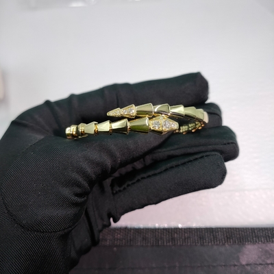 Serpenti Viper One-coil 18 Kt Yellow Gold Bracelet Set With Diamonds