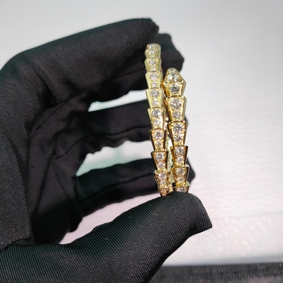 Serpenti Viper One-coil 18 Kt Yellow Gold Bracelet Set With Diamonds
