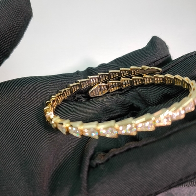18k Gold Diamond One-Coil Serpenti Viper Bracelet Bulgari High Jewelry