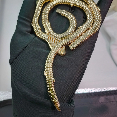 Serpenti 18 Kt Yellow Gold Necklace Set With Demi Pavé Diamonds And Black Onyx Eyes 18K Gold High Jewelry