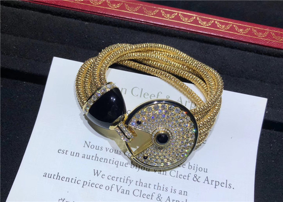 Brand Jewelry18K Yellow Gold Amulette de Brand Diamond Bracelet with Onyx & Black Lacquer Large Model