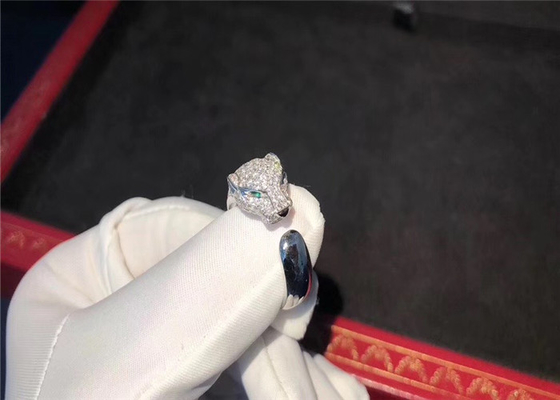 Genuine 18K White Gold Panthere De Brand Ring For Enterprises Banquet / Diner Party
