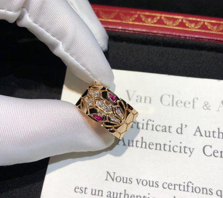Glamorous 18K Gold Ruby And Diamond Ring luxury jewelry brands Serpenti Ring