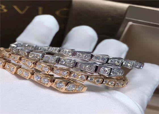 Glamorous 18K Gold Diamond Bracelet , Customized  Snake Bracelet