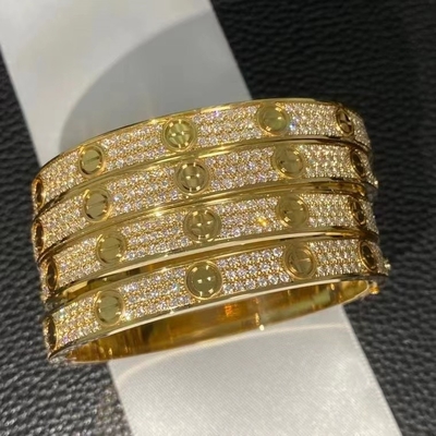 Luxury Brands 18k Solid Gold Jewelry Vvs Diamond Love Bracelet