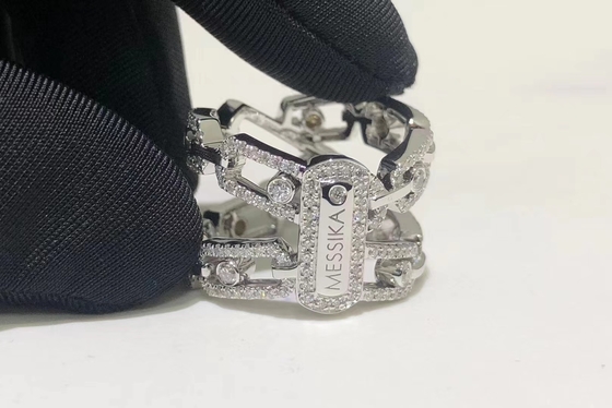 Custom Made AU750 Gold 18k White Gold Move Pei Pavé Ring
