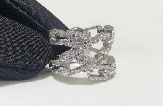 Custom Made AU750 Gold 18k White Gold Move Pei Pavé Ring