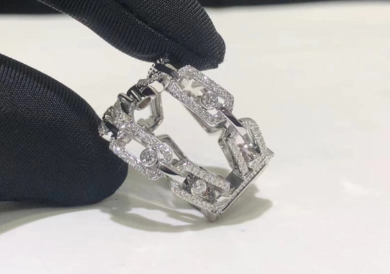 Custom Made AU750 Gold 18k White Gold Move Pei Pavé Ring