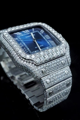 OEM Blue Dial Iced Out Moissanite Watch Brand Bussdown Watch