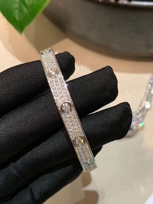 Luxury Brand Full Diamond Love Bracelet HK Setting For Anniversary Engagement Gift