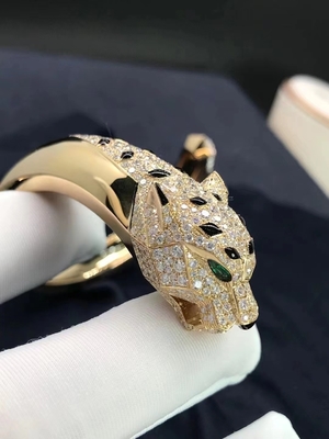 Diamond Emerald Onyx 18K Yellow Gold Bracelet Panthere De Brand Bracelet