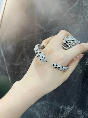 Custom Small Panthere De Brand Bracelet 18K White Gold With Onyx Emeralds Diamond