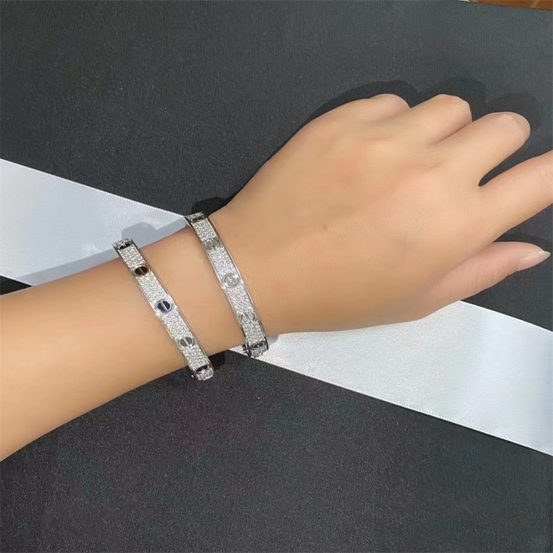 Custom Jewelry Brand White Gold Bracelet Brand Love Bangle With Diamonds