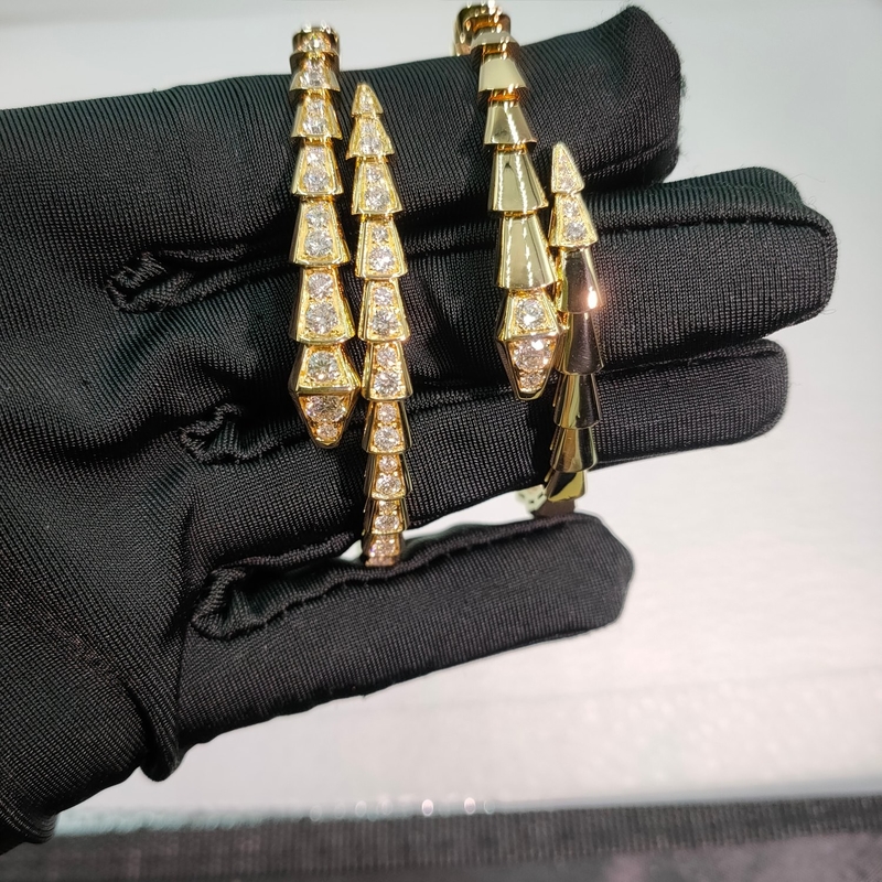 18k Gold Diamond One-Coil Serpenti Viper Bracelet Bulgari High Jewelry