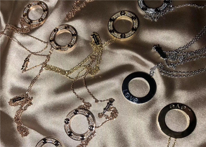 0.34ct B7058000 Diamond Paved 18k White Gold  Necklace Brand copy jewelry