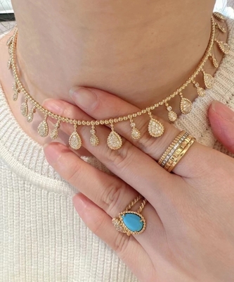 Couleur faite sur commande Diamond Necklace de luxe des bijoux DEF de l'or 18K des femmes