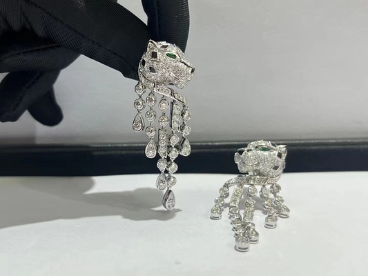 Or blanc inspiré de Panthere De Brand Earrings 18k avec des diamants