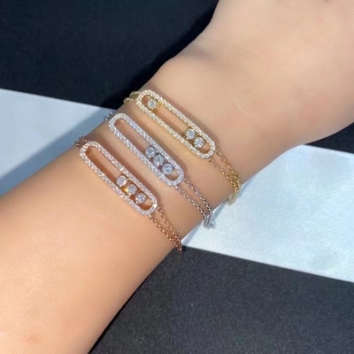 3 diamants détachable AU750 Bracelet en or détachable 18K Bracelet en or jaune diamant