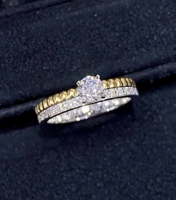 Joaillerie de luxe personnalisée 18K or diamant anneau rond pierres de diamant HK
