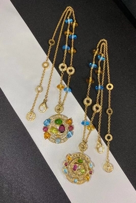 Collier en or jaune de 18 carats, géométrique, 16,7 pouces, pendentif astral.