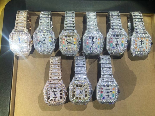 Hip Hop Ice Out Lab Diamonds avec un grand cadran VV et une montre Moissanite