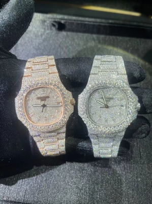 Mecanique VVS Moissanite glacé Diamant Montre Suisse Clone Mouvement automatique